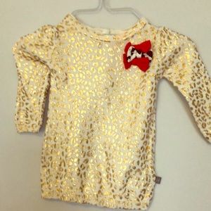 Petit Lem Gold Leopard Sweater Set